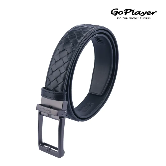【GoPlayer】編織小牛皮帶(男高爾夫休閒真牛皮滑扣皮帶)