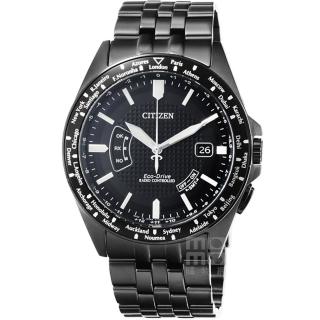 【CITIZEN 星辰】星辰ECO-DRIVE5局電波鋼帶錶-IP黑(CB0028-58E)