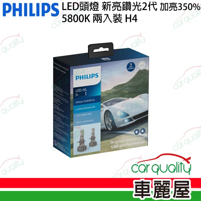 【Philips 飛利浦】LED頭燈 亮鑽光2代 5800K H4(車麗屋)