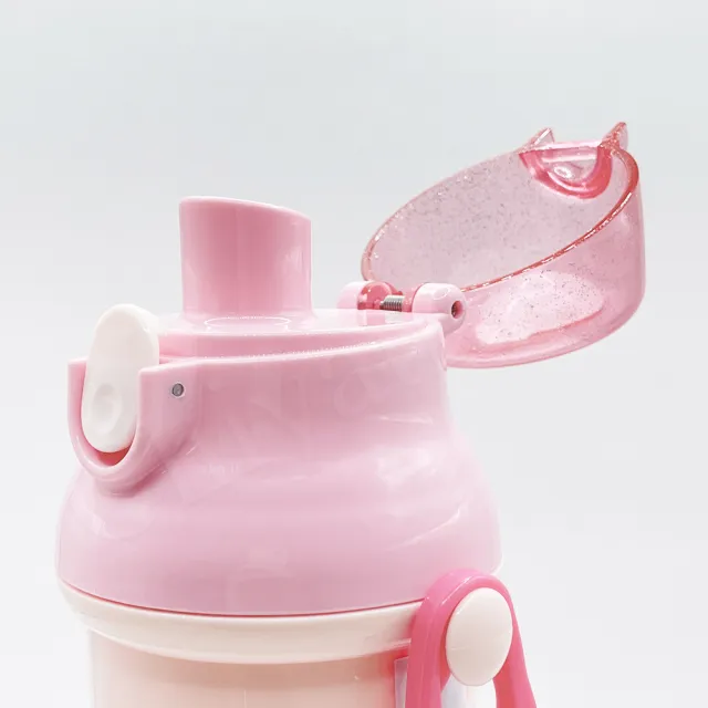 【百科良品】日本製 甜心粉Melody美樂蒂 奇幻舞蹈 彈蓋直飲水壺 隨身瓶 抗菌加工 480ML(附背帶)
