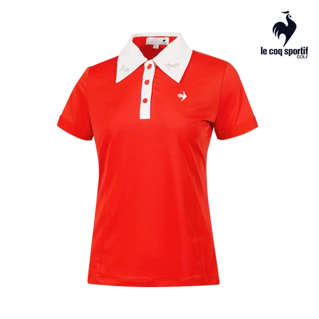 LE COQ SPORTIF 公雞LE COQ SPORTIF 公雞 高爾夫系列 女款紅色質感銀色刺繡顯瘦防曬POLO衫 QLT2T201