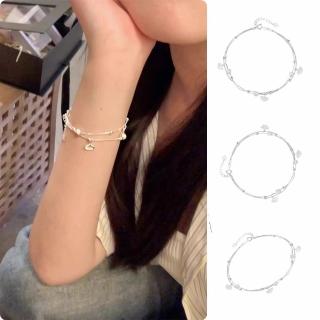 【KT DADA】包包 韓國手鍊 閨蜜手環 女朋友禮物 雙層手鍊 純銀手環 銀杏手鍊 手鍊女 串珠手鍊 招財手