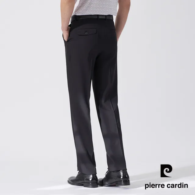 【pierre cardin 皮爾卡登】商務休閒 男款 暗紋平口西裝褲-黑色(5247844-99)