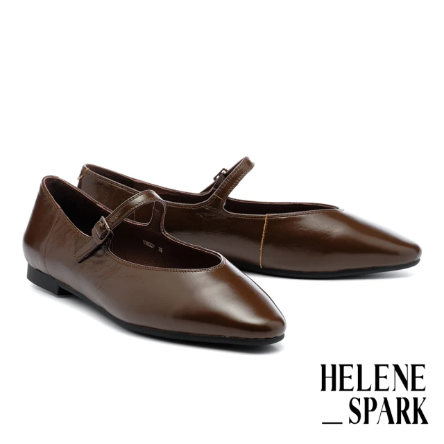 HELENE_SPARKHELENE_SPARK 簡約Classic H極柔牛皮芭蕾低跟鞋(棕)