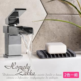 【Homely Zakka】日式簡約矽膠肥皂架/肥皂墊/肥皂盤 2色一組(浴室收納 肥皂盒 廚房 瀝水架 矽膠架)