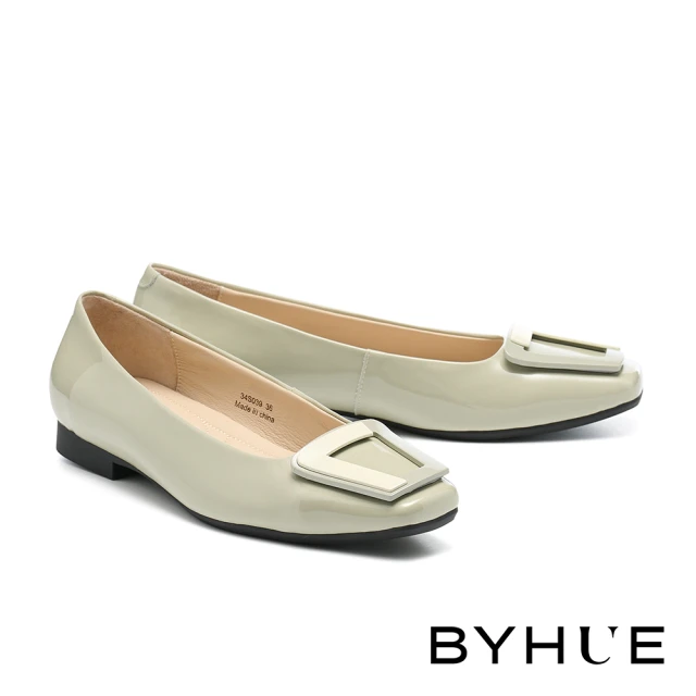 BYHUE 輕奢時尚方釦雙寬帶異材質軟芯低跟長靴(霧黑)優惠