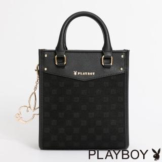 【PLAYBOY】手提包附長背帶 Black overture系列(黑色)