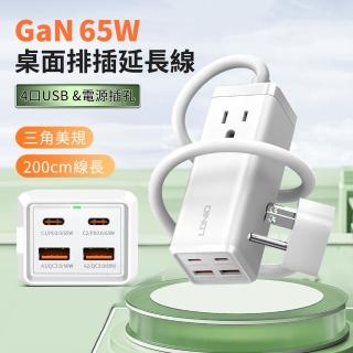 【LDNIO】65W PD快充充電器 氮化鎵桌面轉接器 Type-C集線器 多口擴充套件插線板 USB電源延長線插座 110V