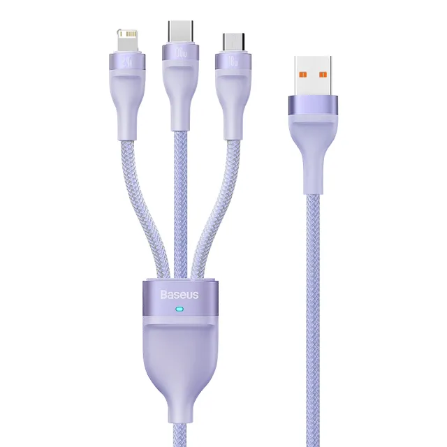 【MyStyle】65W GaN氮化鎵極速充電器-黑+倍思 100W USB TO TYPE-C/Lightning/Micro快速充電線-紫(1A2C)