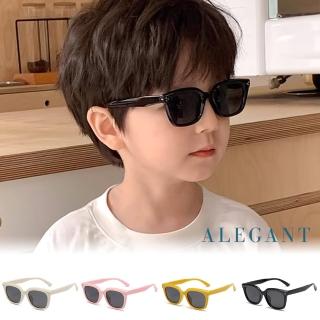 【ALEGANT】玩酷時尚6-13歲兒童專用輕量矽膠彈性窄框太陽眼鏡(臺灣品牌100% UV400偏光墨鏡)