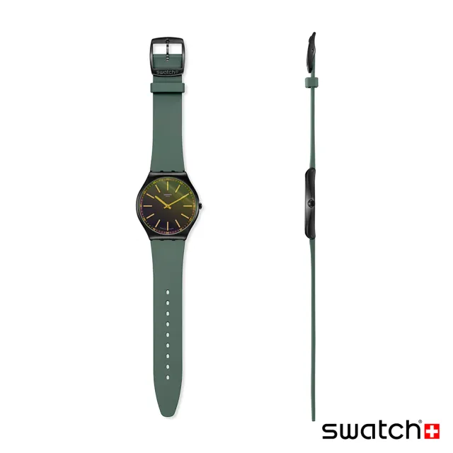 【SWATCH】Skin Irony 超薄金屬系列手錶 GREEN VISION 男錶 女錶 瑞士錶 錶(42mm)