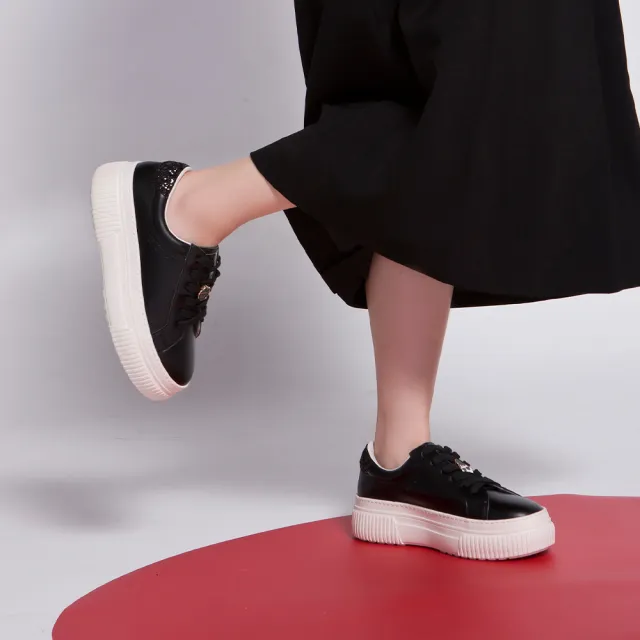 【FAIR LADY】日本京都聯名 HAPPYFACE 經典品牌釦免綁帶厚底鞋(酷黑、5J2798)