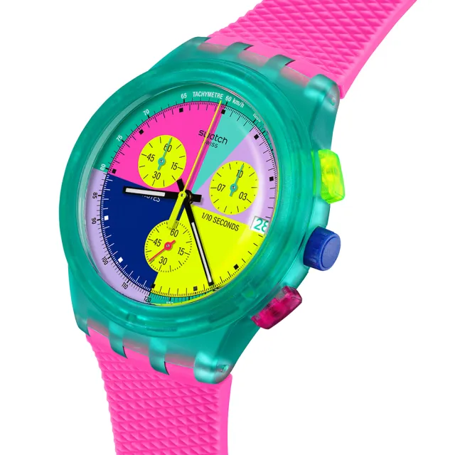 【SWATCH】Chrono 原創系列手錶 SWATCH NEON FLASH ARROW 男錶 女錶 手錶 瑞士錶 錶(42mm)