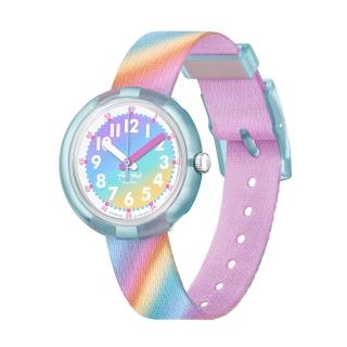 【Flik Flak】兒童錶 流動彩虹 LIQUID RAINBOW 兒童手錶 兒童禮物 瑞士錶 編織錶帶(31.85mm)