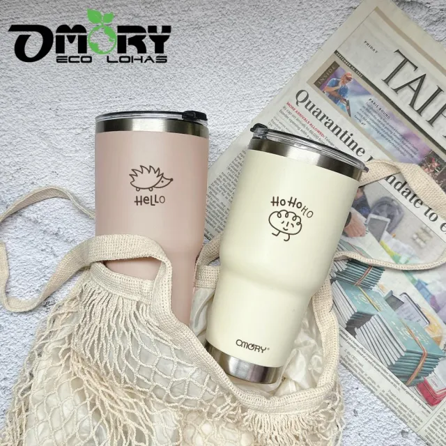 【台隆手創館】OMORY 哈囉原創不鏽鋼冰壩杯900mL(冰霸杯 保冰杯 隨行杯)