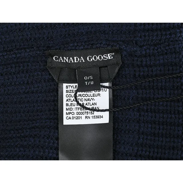 【CANADA GOOSE】CANADA GOOSE圓標LOGO羊毛針織毛帽(海軍藍)