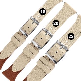 【Watchband】18.20.22mm / 各品牌通用 經典色系 快拆型 雙色真皮錶帶(棕x米白色)