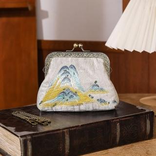 【巴黎精品】現貨+預購 晚宴包手提口金包(楓葉江山刺繡鍊條女包包2色a1ew11)