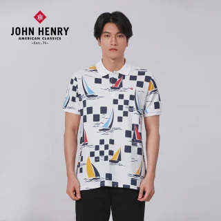 【JOHN HENRY】棋盤格印花POLO衫