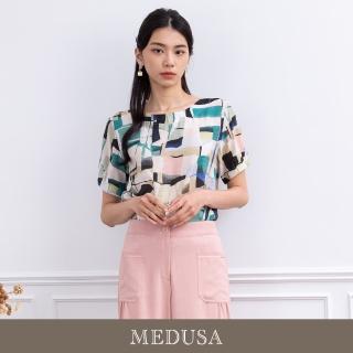 【MEDUSA 曼度莎】現貨-色塊輕薄天絲棉上衣（M-2L）｜女涼感上衣 休閒上衣(301-52301)