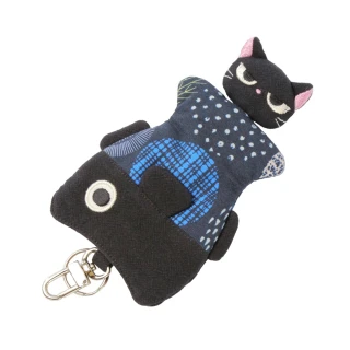 【KIRO 貓】小黑貓與金魚 鋪棉防刮 鑰匙包(820297)