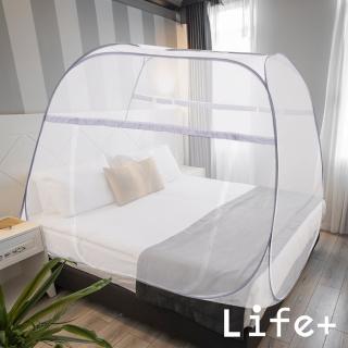 【Life+】2024最新款加大加寬加高免安裝大方頂蒙古包雙開門蚊帳 雙人款(防蚊 防蟲 好睡覺 蚊子)