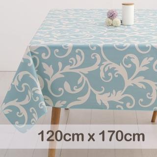【CasaBella 美麗家居】防水桌巾 淺藍蕨葉 120x170cm(防水 防油 PVC 桌巾 桌布 野餐桌巾)