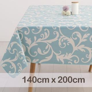 【CasaBella 美麗家居】防水桌巾 淺藍蕨葉 140x200cm(防水 防油 PVC 桌巾 桌布 野餐桌巾)
