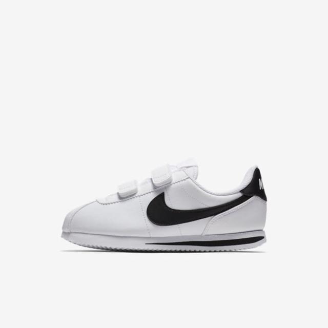 【NIKE 耐吉】Cortez Basic Sl psv 中童鞋 運動 休閒 基本 慢跑 白 黑(904767-102)