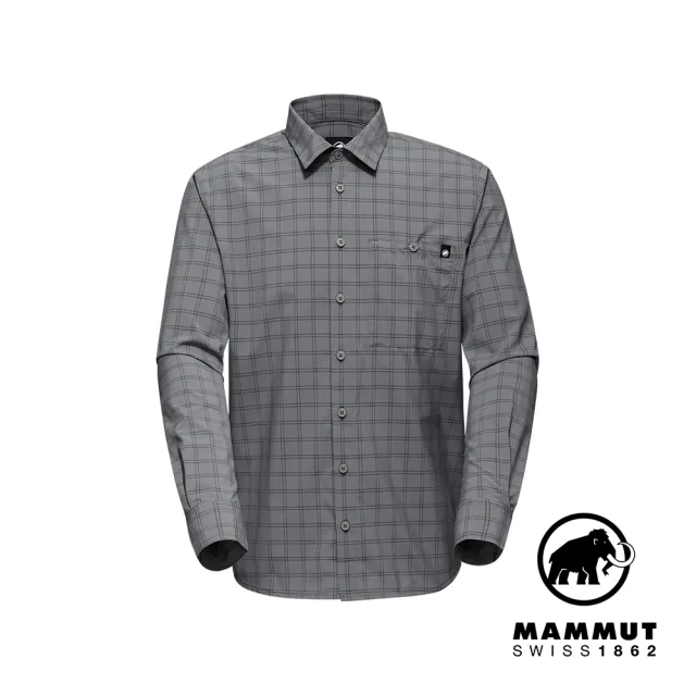 【Mammut 長毛象】Lenni Longsleeve Shirt Men 機能長袖格紋襯衫 男款 鋼鐵灰/黑 #1015-01460