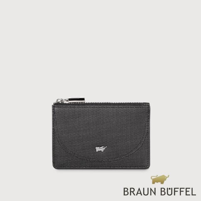 【BRAUN BUFFEL 德國小金牛】台灣總代理 欣娜-A 拉鍊零錢包-黑色(BF842-163-BK)