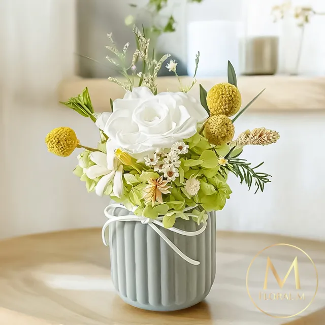 【Floral M】夏日野餐盛宴時光永生香氛擴香花禮(擴香花/永生花/花禮/香水精油/居家香氛/桌上裝飾/送禮)