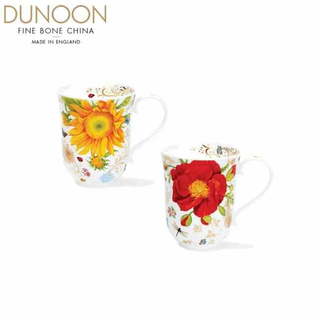 【DUNOON】典藏花語骨瓷馬克杯對杯-330ml(100%英國製 居禮名店獨家代理)