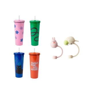 【Oolab 良杯製所】甜酷陪伴吸管蓋組(甜酷調色盤850ml吸管杯＋陪伴吸管蓋)