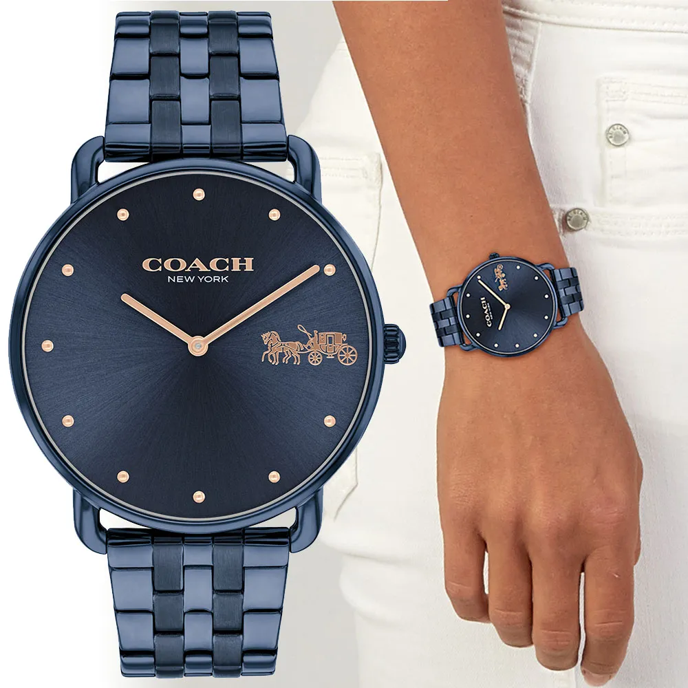 【COACH】官方授權經銷商 Elliot 經典時尚馬車腕錶-41mm/藍 畢業 禮物(14504297)