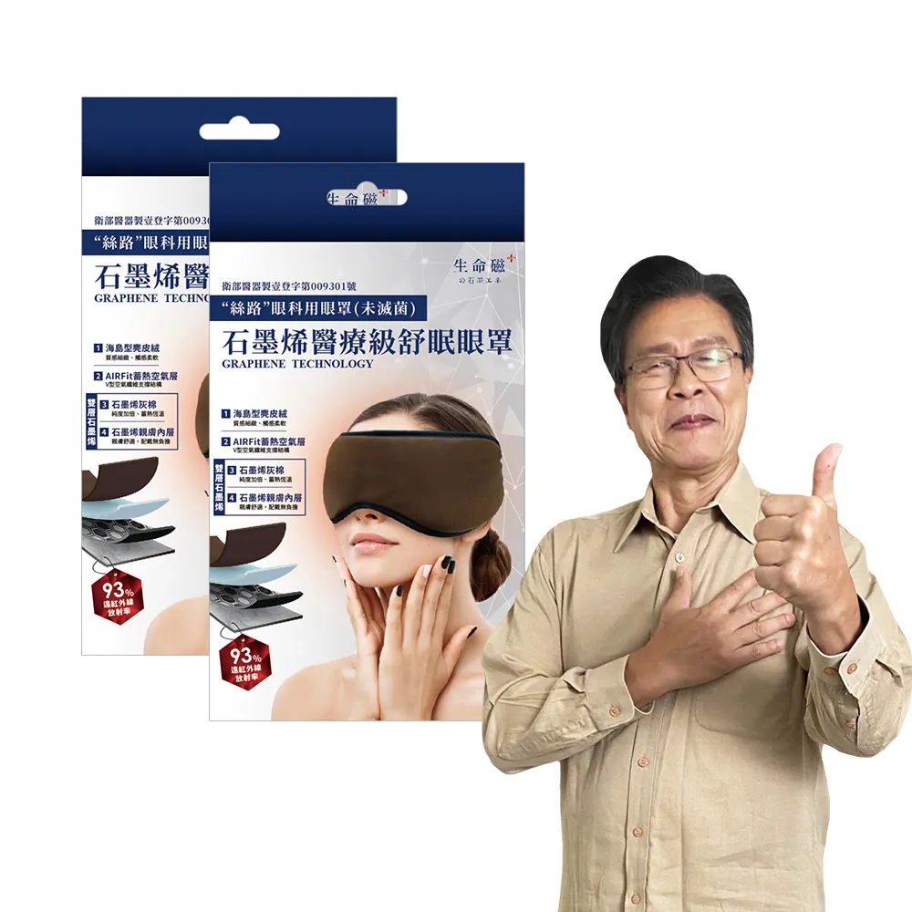 【日本旭川】生命磁醫療級石墨烯舒眠眼罩2入組 速(感謝楊烈真心推薦 奈米遠紅外線)