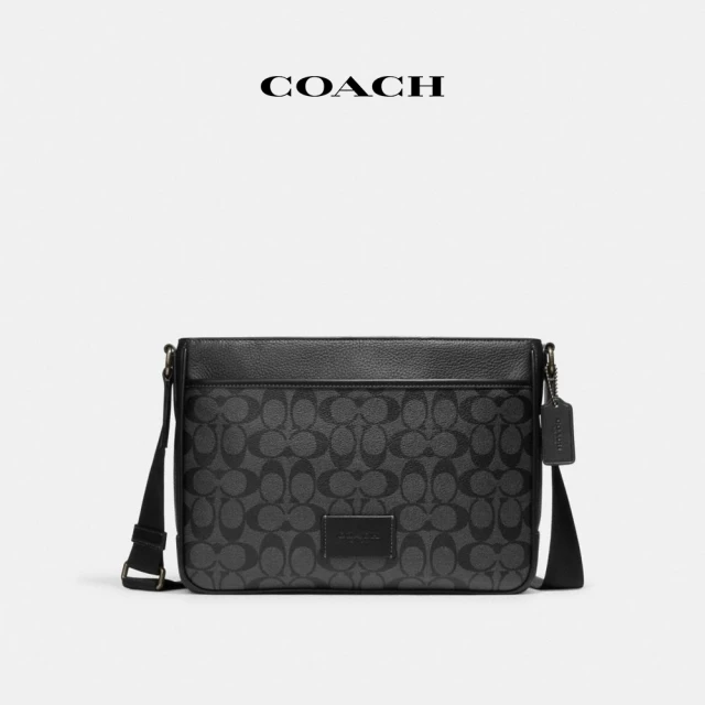 COACH 官方直營DISTRICT經典Logo斜背手袋-QB/炭黑色/黑色(CH078)