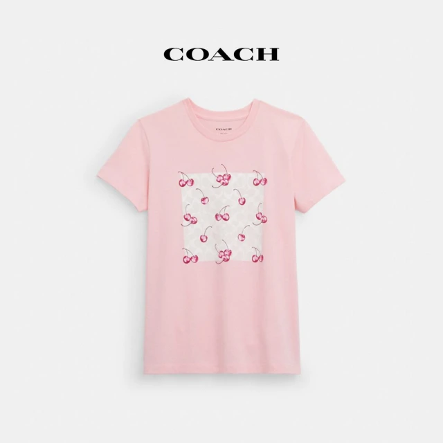 COACH 官方直營經典Logo櫻桃印花短袖上衣-粉色(CR