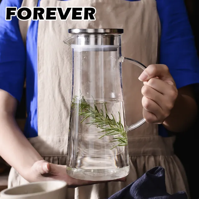 【日本FOREVER】耐熱玻璃把手水壺1500ML(買一送一)