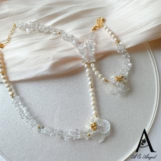 【ANGEL】雲霧之花法式珍珠微透手鍊項鍊可選(白色)
