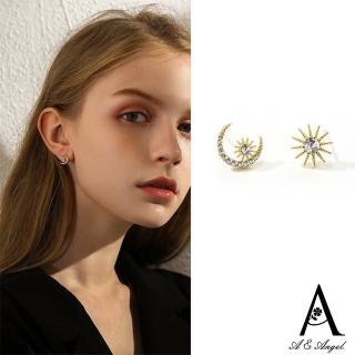 【ANGEL】眾星雨月時尚簡約水鑽貼耳式耳環(2色可選)