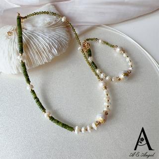 【ANGEL】綠晶清新小仙女珍珠串手鍊項鍊可選(綠色)