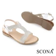 【SCONA 蘇格南】精緻鑽飾楔型涼鞋(白色 31228-1)