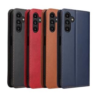【Fierre Shann】Samsung A55 5G 6.6吋 磁吸側掀真皮紋手工PU皮套