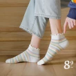 【89 zone】日系木耳邊條紋透氣 女襪 棉襪 船襪 踝襪 低筒襪 短襪 1 雙(黃/紫/粉)