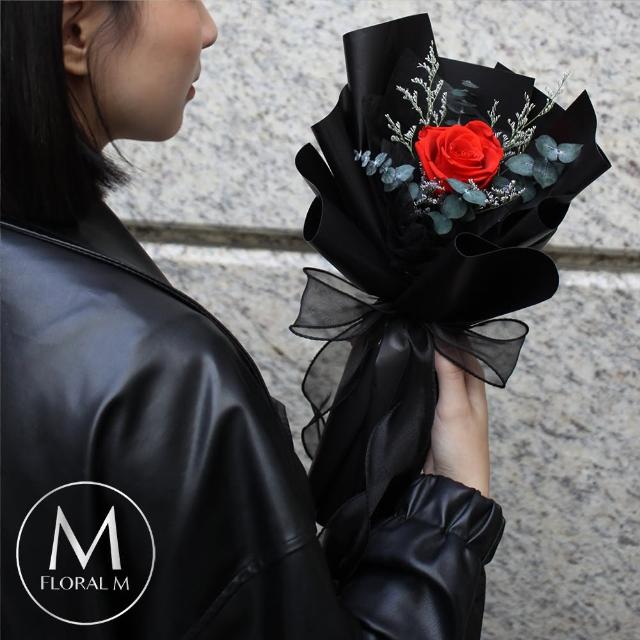【Floral M】La Rose黑色浪漫永生玫瑰花束(乾燥花/情人節花束/告白禮物/玫瑰花束/求婚/永生花/花禮/玫瑰花)