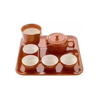 【法國Staub】陶瓷茶壺茶具七件組-肉桂黃(德國雙人牌集團官方直營)