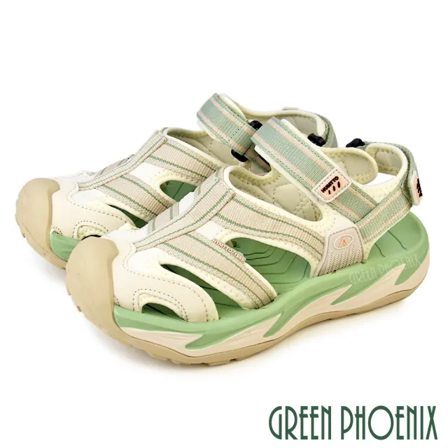 【GREEN PHOENIX 波兒德】女鞋 護趾涼鞋 溯溪鞋 運動涼鞋 休閒涼鞋 戶外機能 防踢 吸震(綠色)