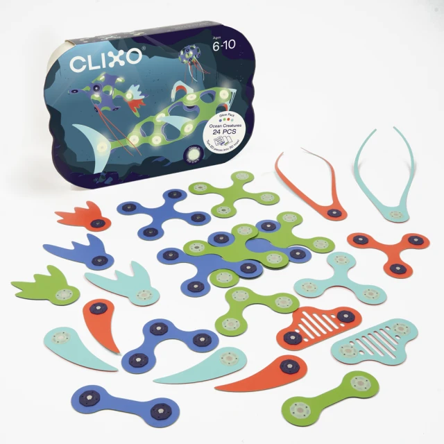 CLIXO 創樂多磁力片 主題系列-海洋生物24片(益智STEAM玩具)