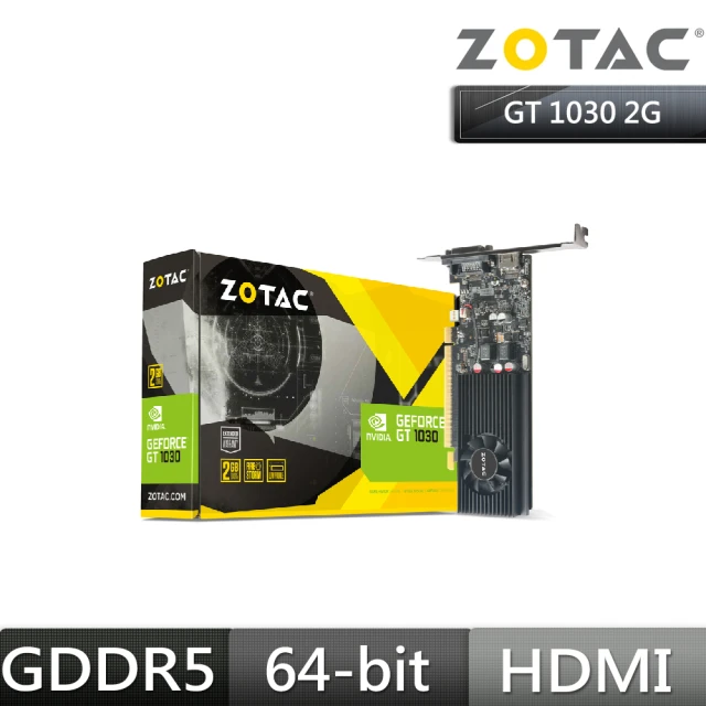 【ZOTAC 索泰】搭750W★GAMING GeForce GT 1030 2GB GDDR5 顯示卡+技嘉UD750GM PG5電源供應器(組合)